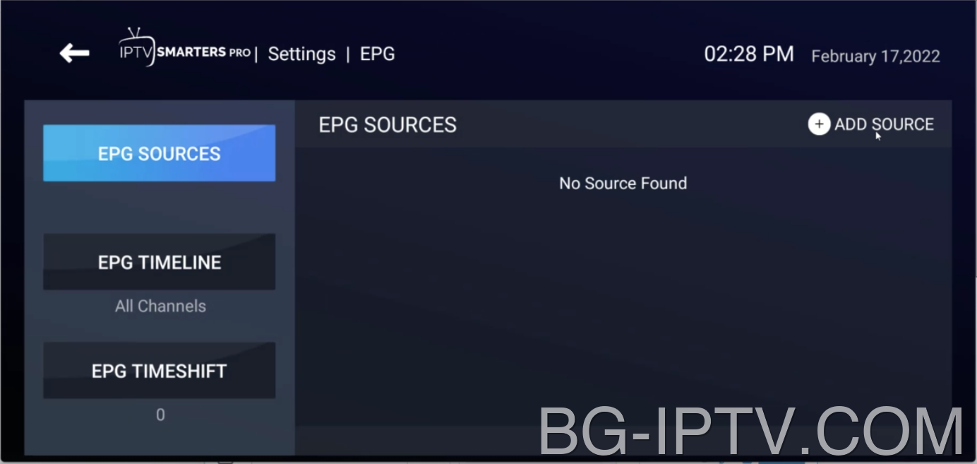 Източници на EPG - Добавяне на източник