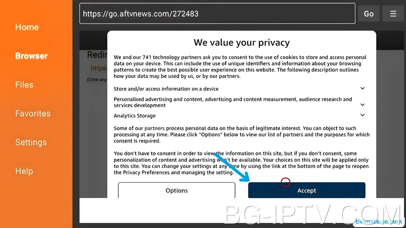 Приемете подканата за поверителност на Firestick AFTVnews, за да изтеглите APK