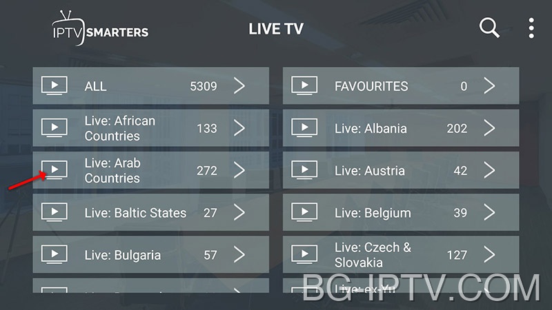 1. Разглеждане на категории за IPTV на IPTV Smarters Pro