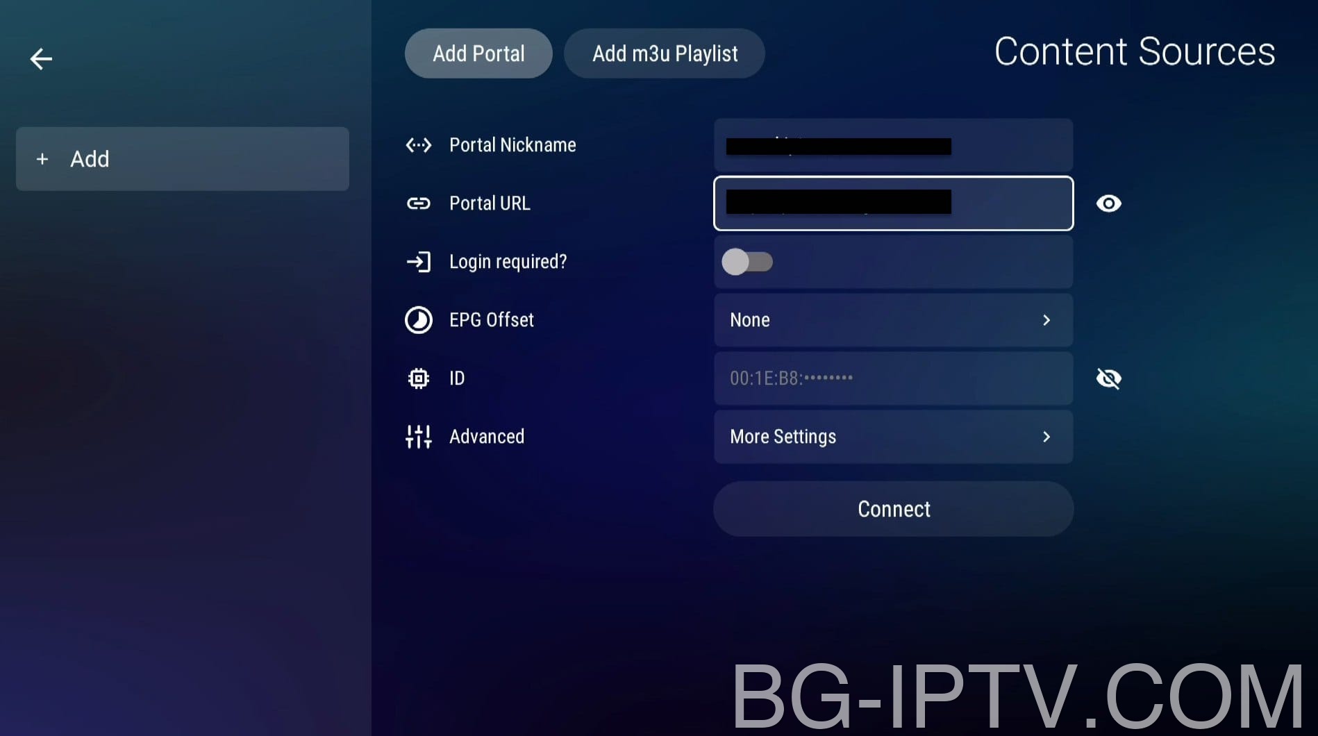 Въведете подробности за портала за IPTV във Formuler