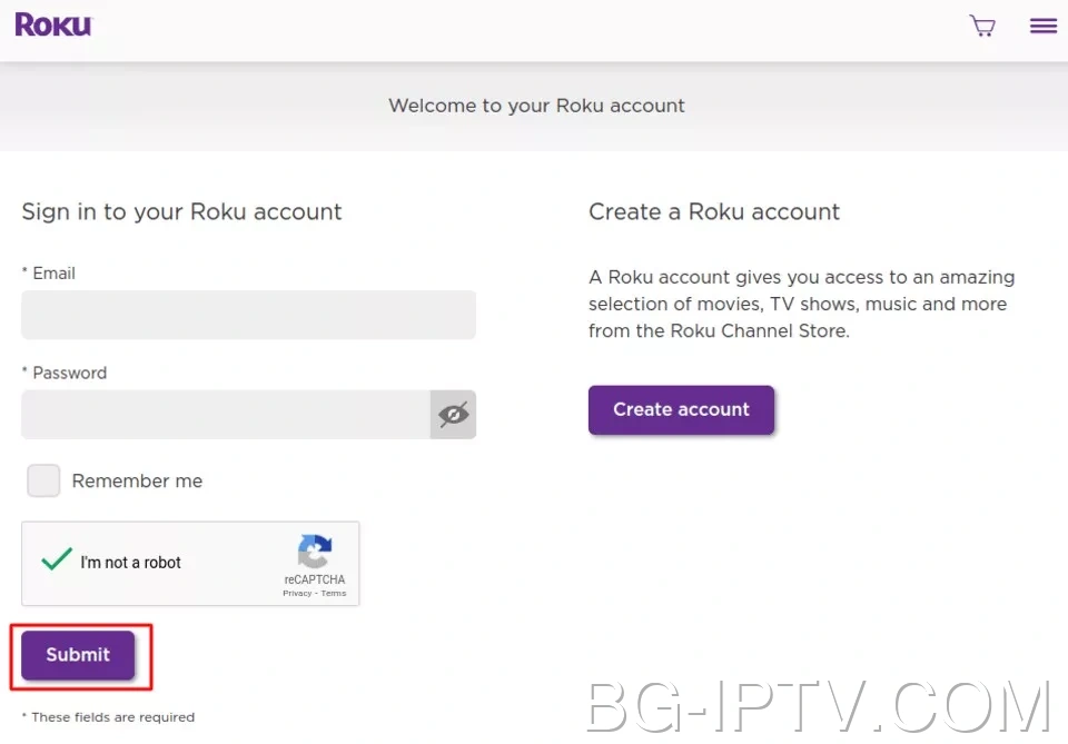 Влезте в Roku Online за IPTV на устройството